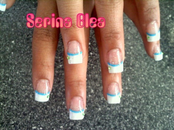 White tips with turquoise and green