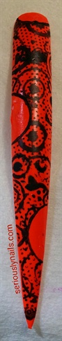 Add black acrylic paint to the spots you missed. (I should have rolled the stamper across the nail to avoid this step!)
