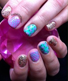 Gelish manicure w/ hand painted designs