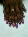 pink and blak nails
