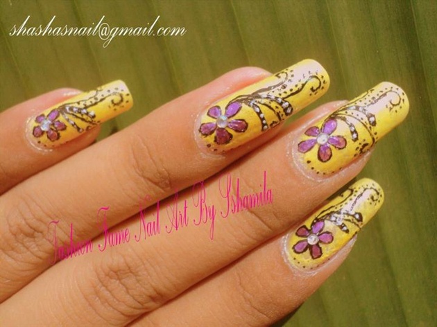 Purple Flower Nails