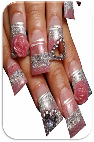 Gllitter Pink Acrylic Nails