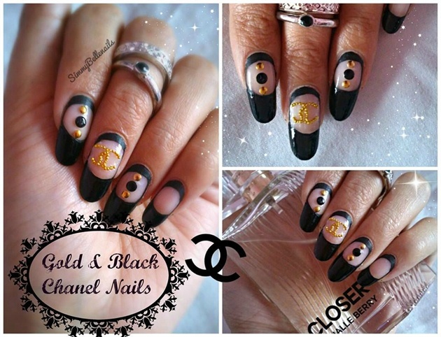 Gold &amp; Black CHANEL nails