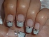 french tip with lace, beads, rhinestones