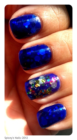 Blue Jelly/Glitter Nails