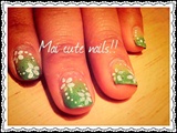 lime green tips with white flowers