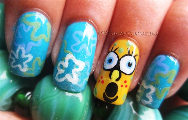 Spongebob squarepants nail design