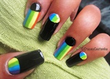 Half moon and rainbow manicure