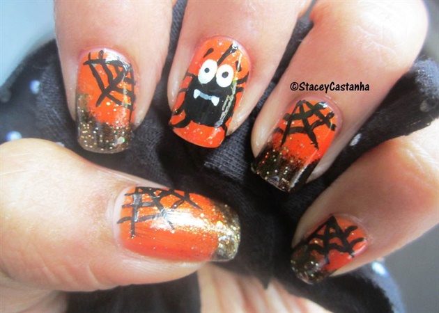 Spider and web nails for halloween