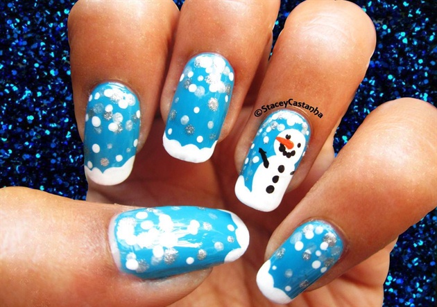 Winter wonderland nails. Snowman!!