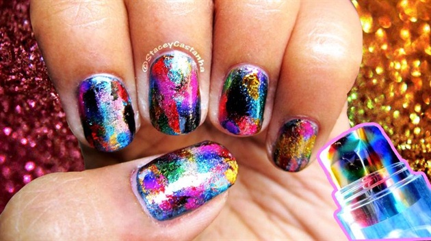 Glitter foil nails