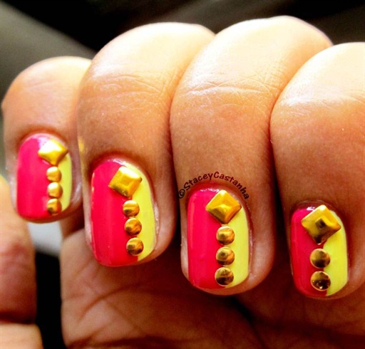 Stud nails with neon punch!