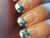 WHITE FRENCH TIP W/ BLUE FLOWERS