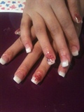 French manicure with dried flowers