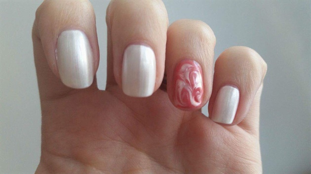 Pink And White Marbled