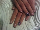 purple glitter french with white flowers