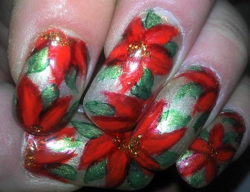 Poinsettia Xmas Nails