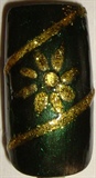 Golden sparkle flowers on Black Emerald