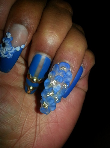 blue floral matte