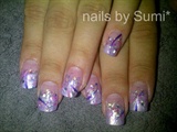 pink tip with purple mixed glitter