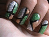 Color Block nails with glitter
