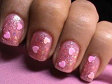 Glitter Pink Hearts Nail Polish Designs
