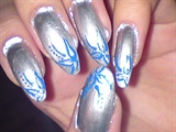 Chrome with electric blue lotuses