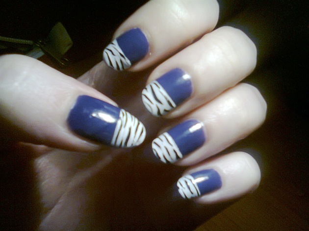 2. Purple and White Zebra Stripe Nail Art - wide 6
