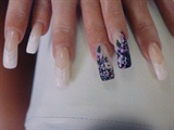 Shevron French with Florals on 2 nails