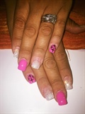 Hot pink and white glitter 