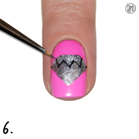 Now, with your brush and Orly Liquid Vinyl put tiny points on the diamond- just as the picture shows.
