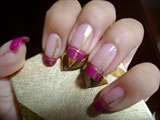 Pink French with Gold Stripes