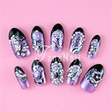 Purple nails with rhinestones