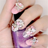 Pink Rhinestones Nails