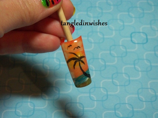 Sunset/Palm Tree Nail Art Design