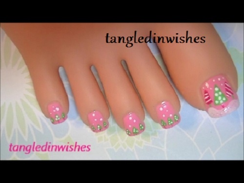 Christmas Toes-Pink Christmas Nail Art