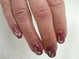Raspberry nails w/ stars and butterflies