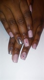 Pastel nude with chrome accent and swarovski crystals