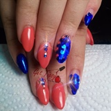 Coral and blue glitter