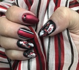 Red and silver foil nails