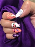 Purple and orange spring fling nails