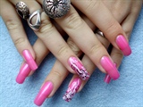 pink nails with flowers
