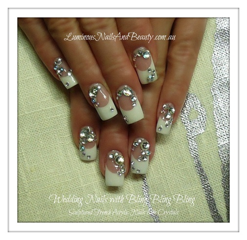 Wedding Nails with Bling, Bling, Bling!