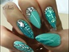 Aquamarine Nails with Glitter &amp; Bling