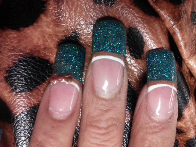 Turquoise Glitter w/Brown 3D Bow2