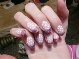 Pink french with white dots 
