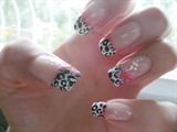 Black leopard print with pink flower