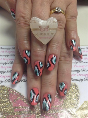 Coral Design with hand painted nail art