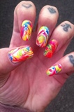 Neon Marbled Nails