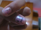 newspaper nails using hand sanitizer :)